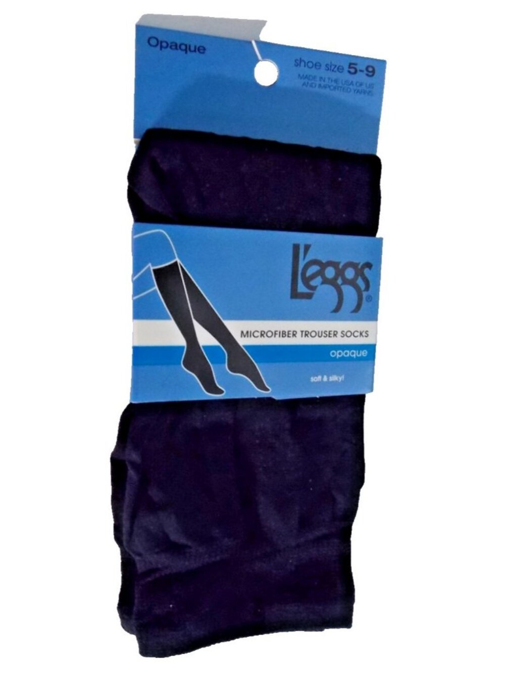 L'eggs women's Microfiber Trouser Socks Size 5-9 Solid Opaque Black Color 1 Pair
